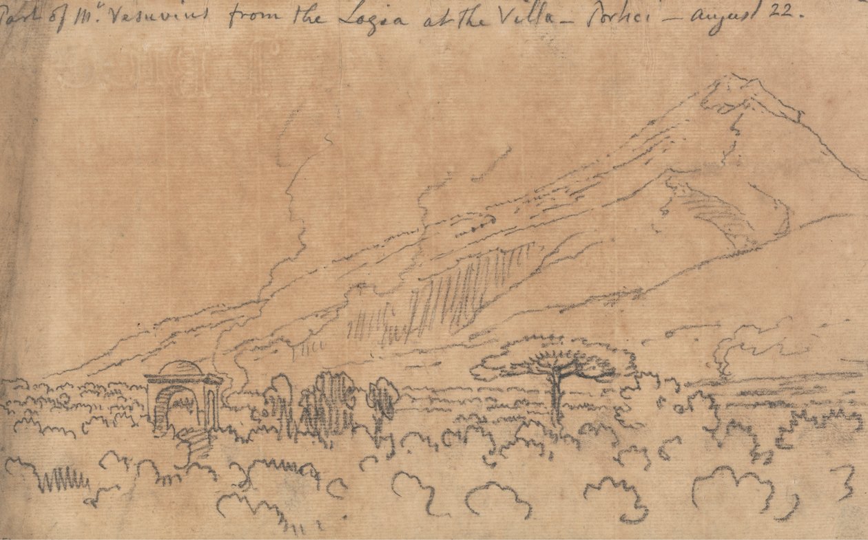 Teil des Vesuvs von der Loggia der Villa, Portici, 22. August von John Robert Cozens