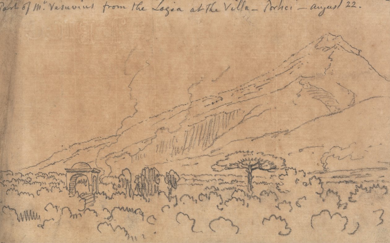 Teil des Vesuvs von der Loggia der Villa, Portici, 22. August von John Robert Cozens