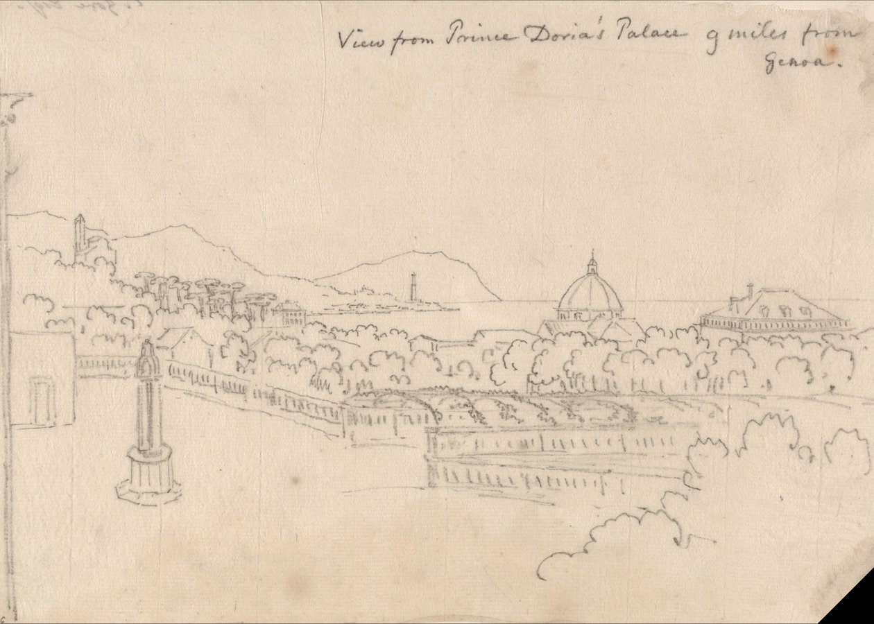 Blick vom Palast des Prinzen Doria, 9 Meilen von Genua von John Robert Cozens