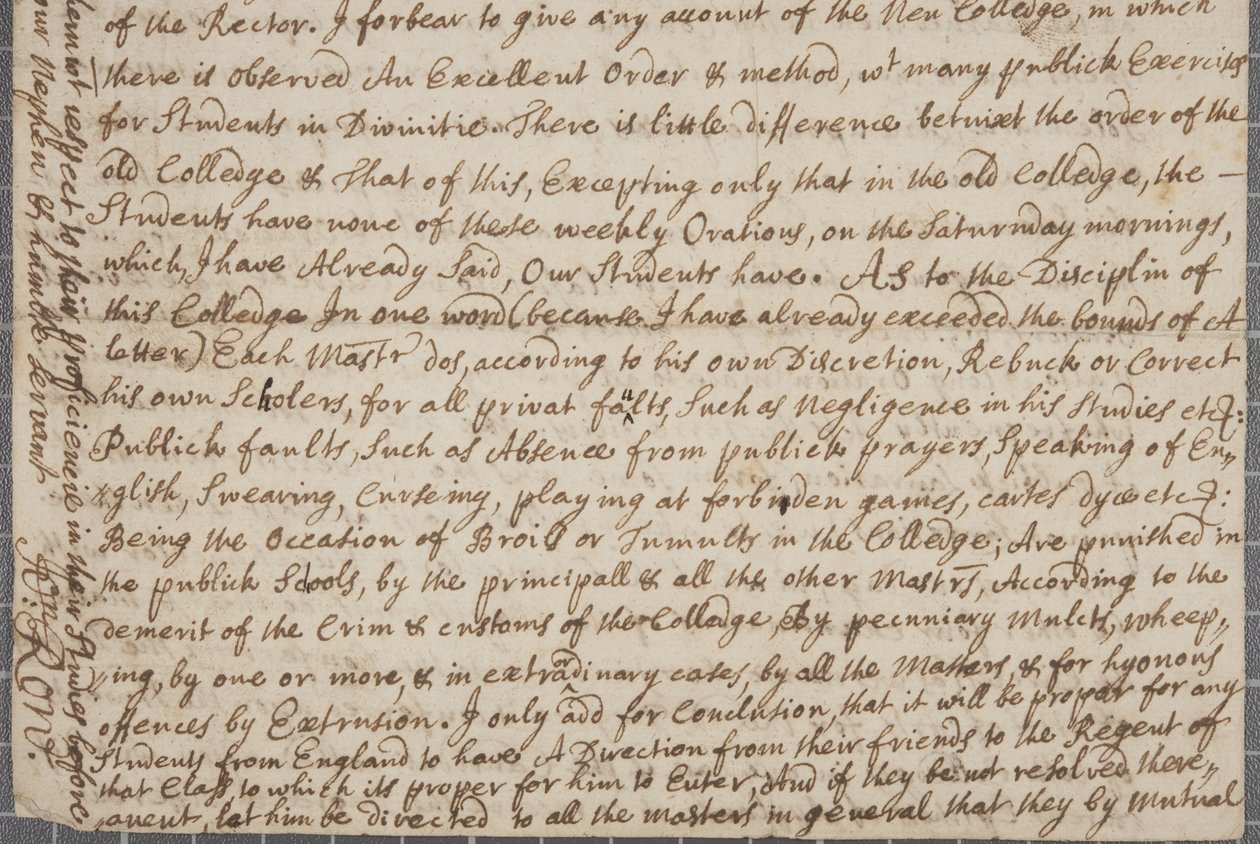 Ein Brief von John Row, einem Studenten in St. Andrews, an seinen Onkel, 1691 von John Row