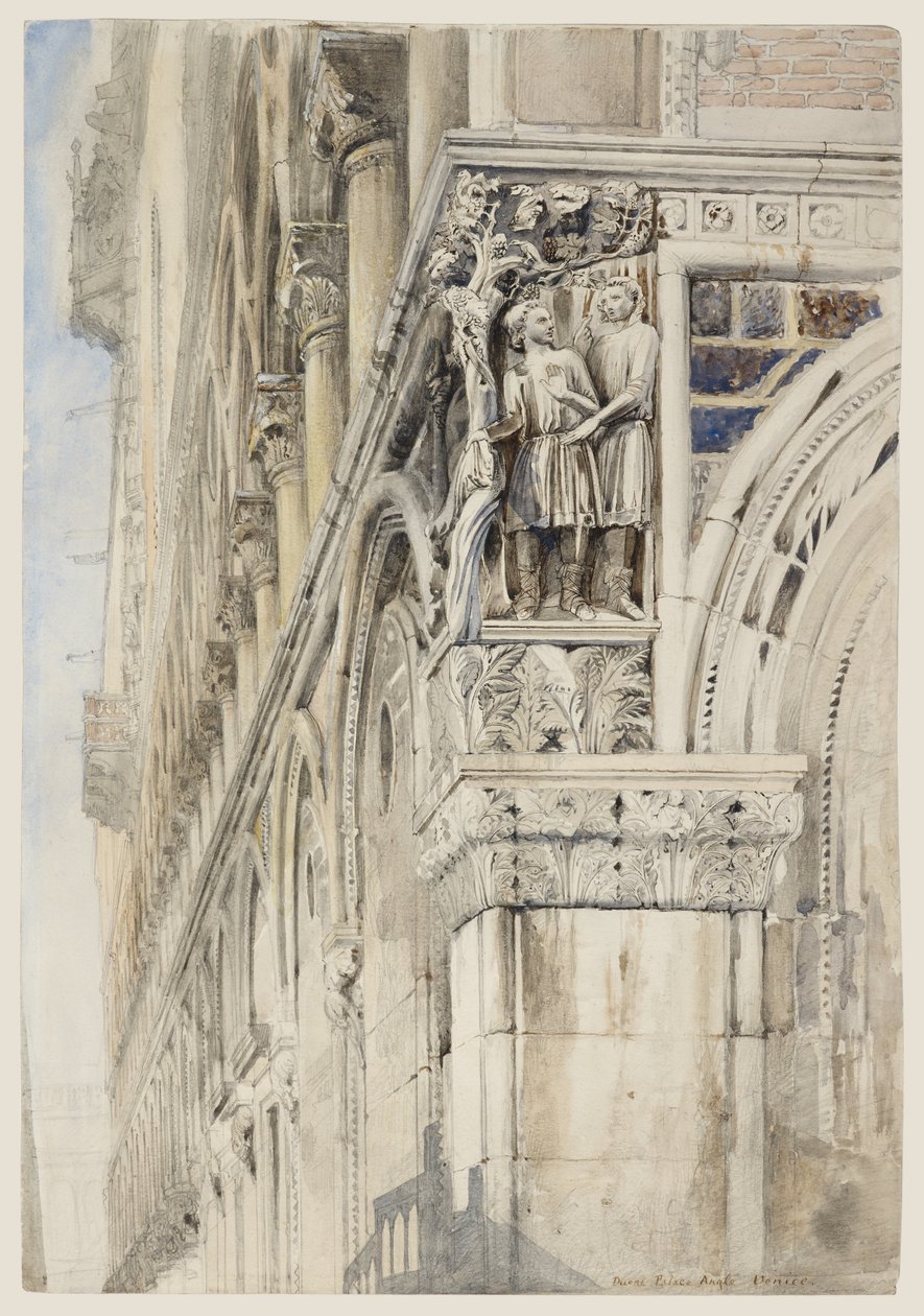 Fassade des Dogenpalastes, Venedig - Der Weinstockwinkel, ca. 1870 von John Ruskin