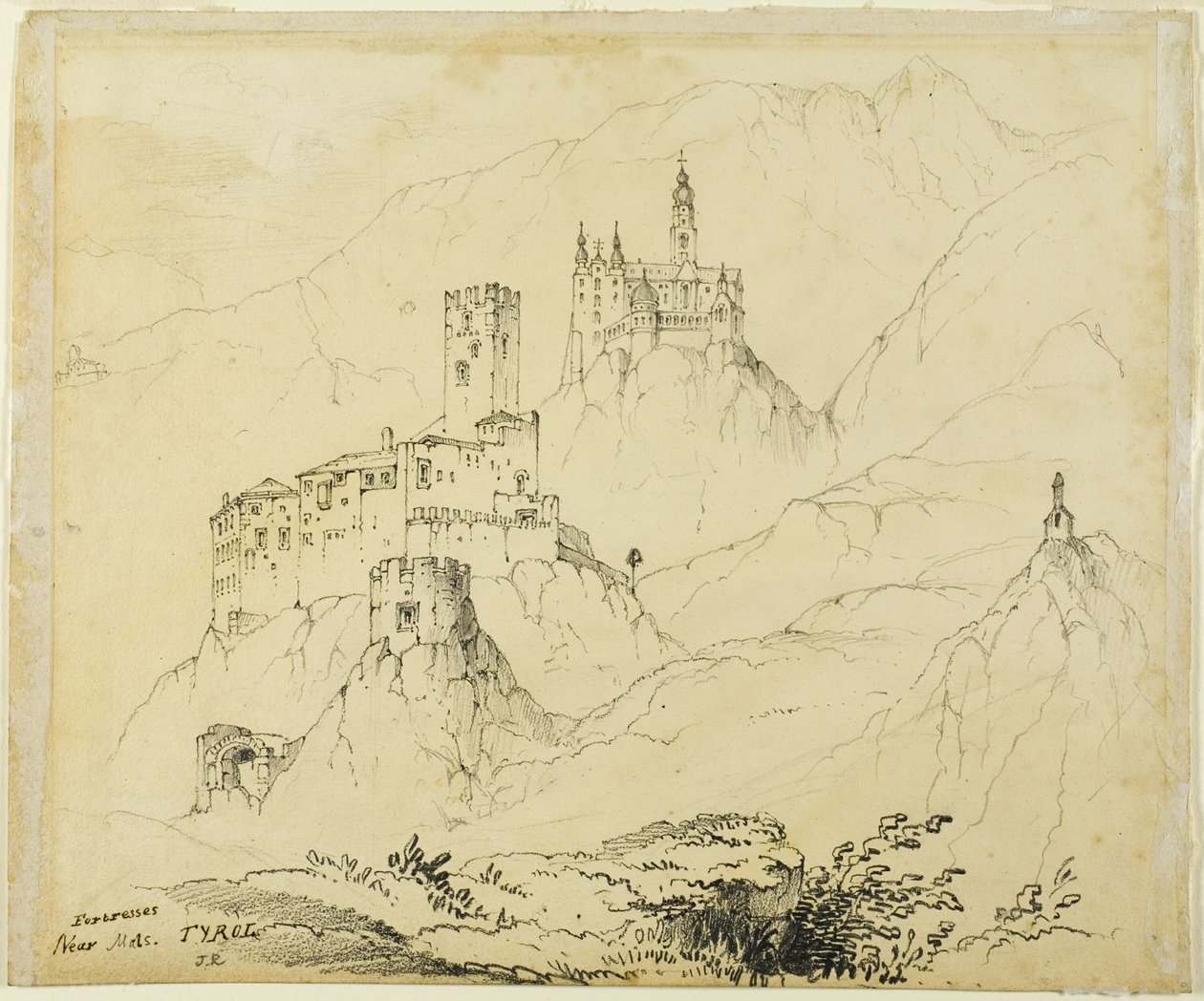 Festungen in Tirol, nahe Mals (recto); Schloss in Lenzburg (verso) von John Ruskin