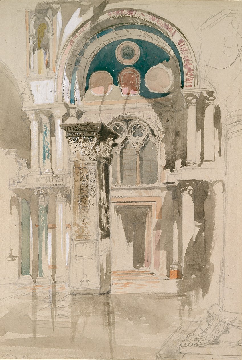 Teil der Markuskirche, Venedig: Skizze nach dem Regen, 27. Mai 1846 von John Ruskin