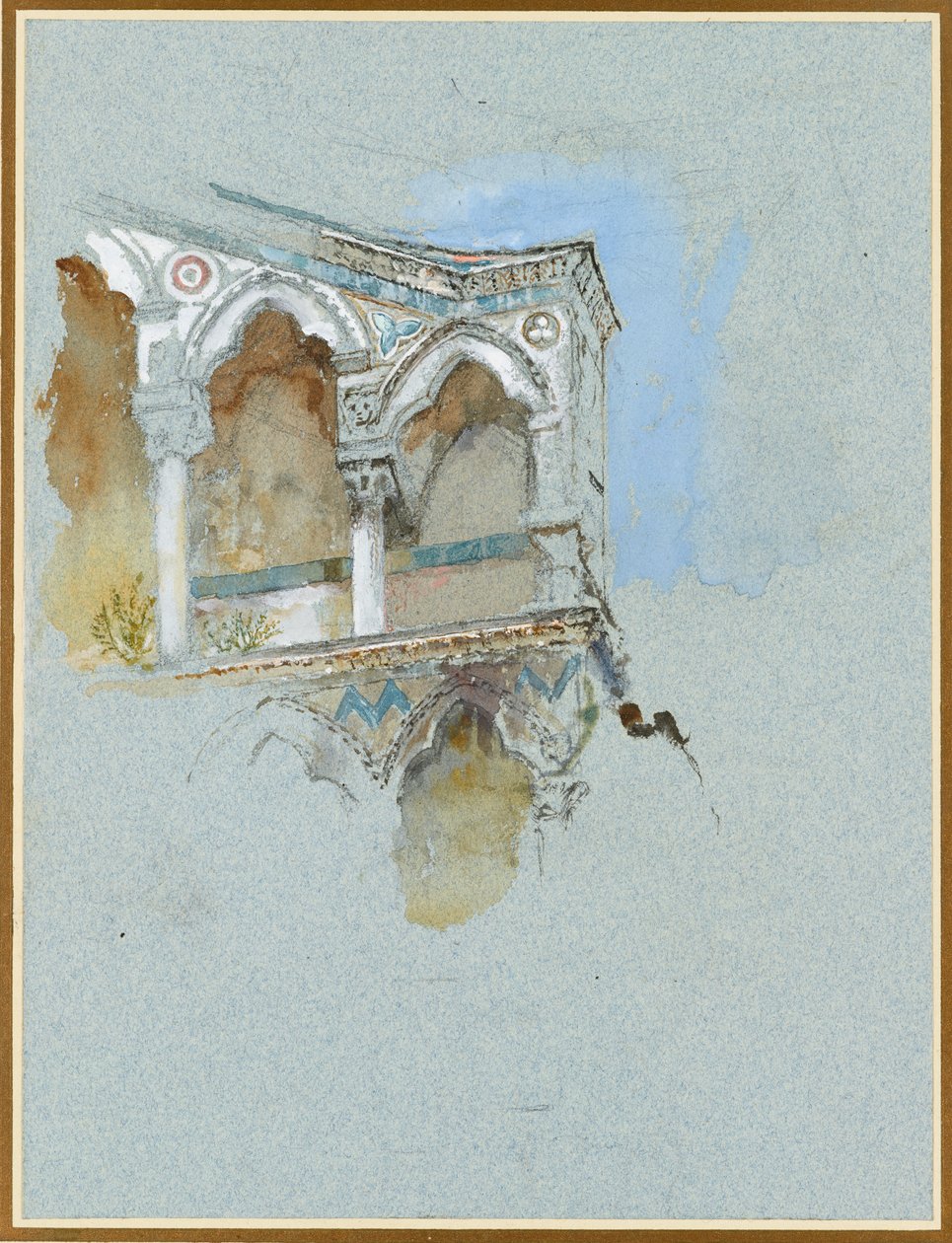 Studie der pisanischen Gotik, Teil der Fassade von San Michele in Borgo, Pisa, 1. Juli 1890 von John Ruskin