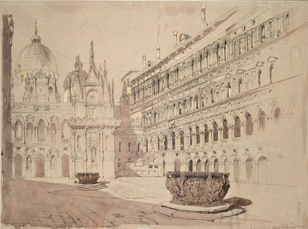 Der Hof des Dogenpalastes, Venedig, Mai 1841 von John Ruskin