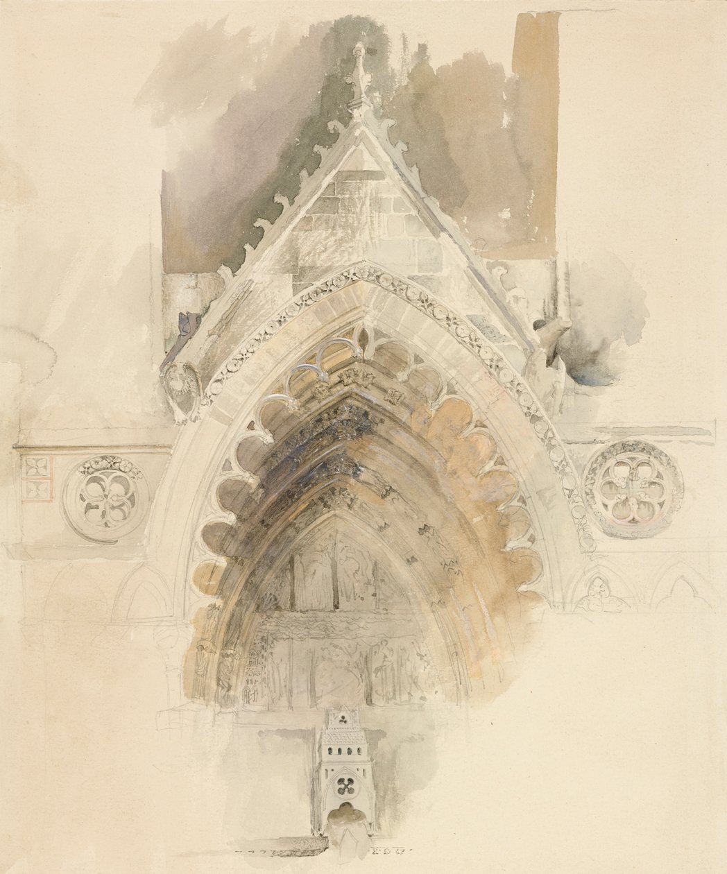 Der nördliche Bogen des Westportals der Kathedrale von Amiens, 17.-18. Mai oder 23. September 1856 von John Ruskin