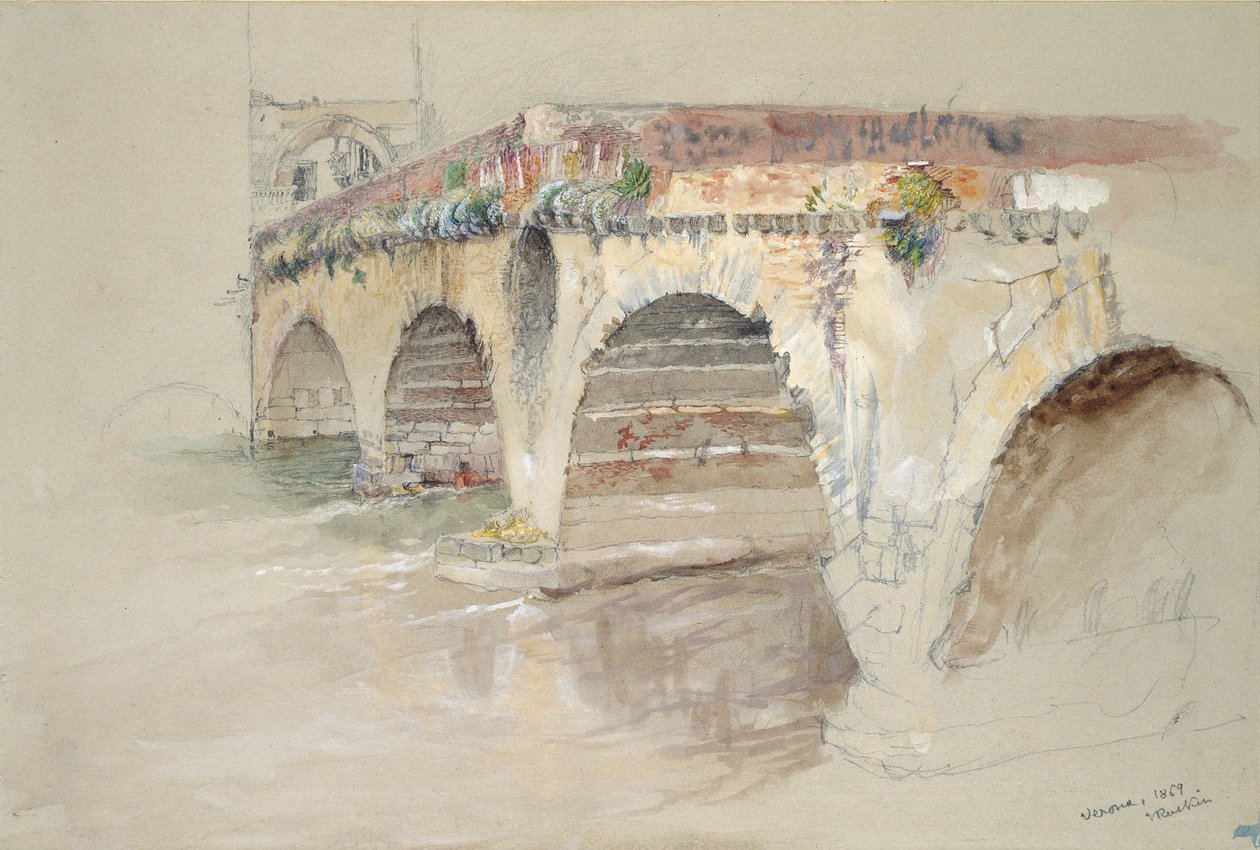 Die Ponte della Pietra, Verona, 14.-17. Juni 1869 von John Ruskin