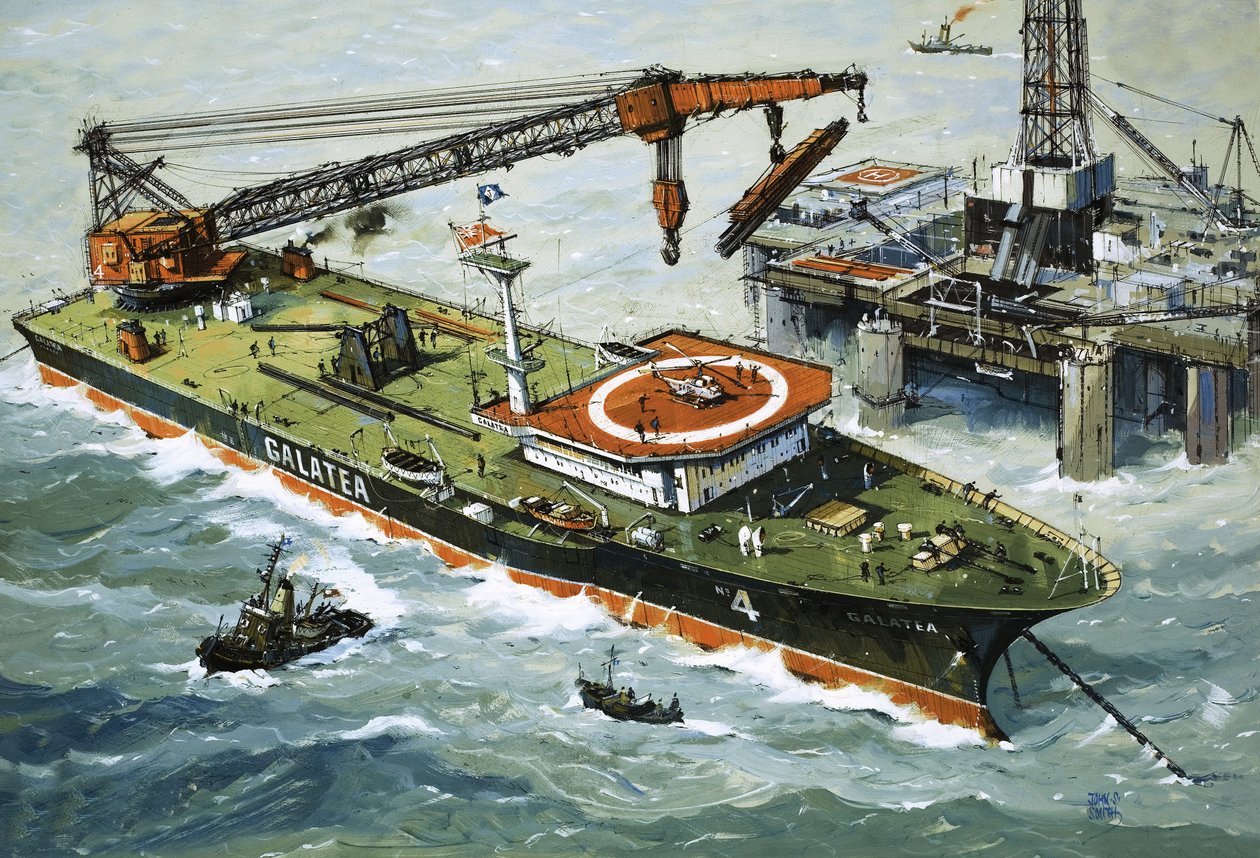 Die Galatea, ausgestattet mit einem schweren Hebekran von John S. Smith