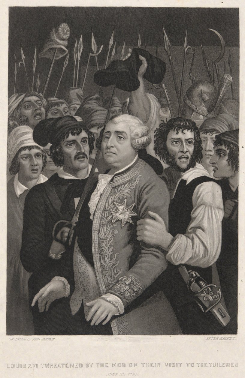 Ludwig XVI. von der Menge bedroht bei ihrem Besuch in den Tuilerien von John Sartain