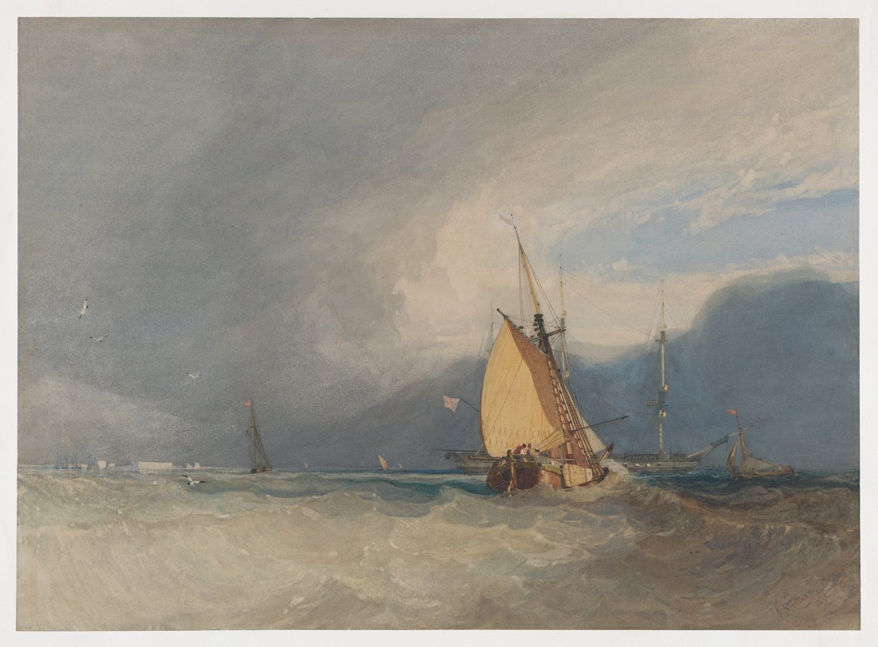 Boote vor der Küste, Sturm zieht auf von John Sell Cotman
