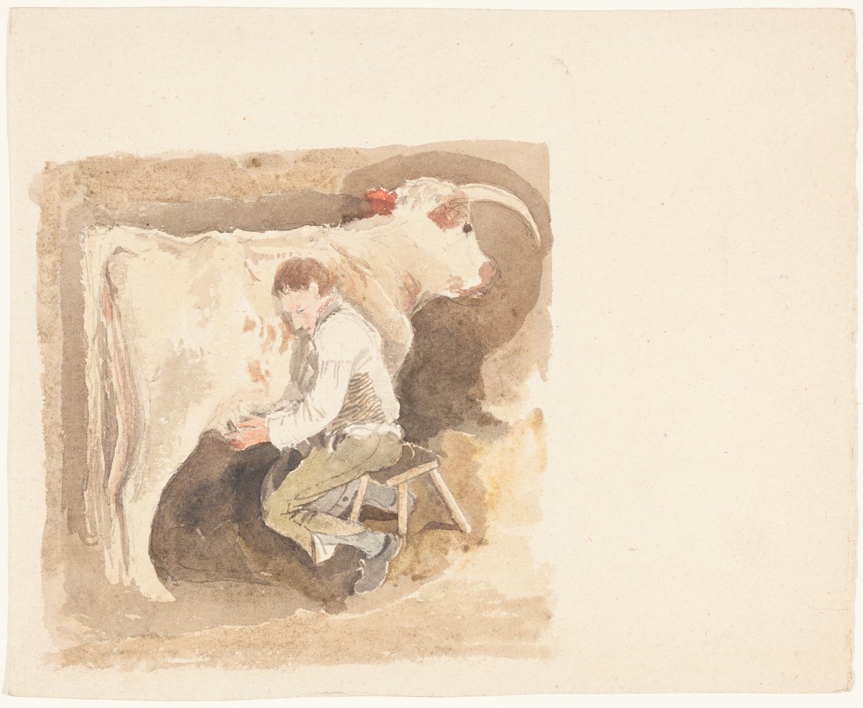 Junge beim Melken einer Kuh von John Sell Cotman