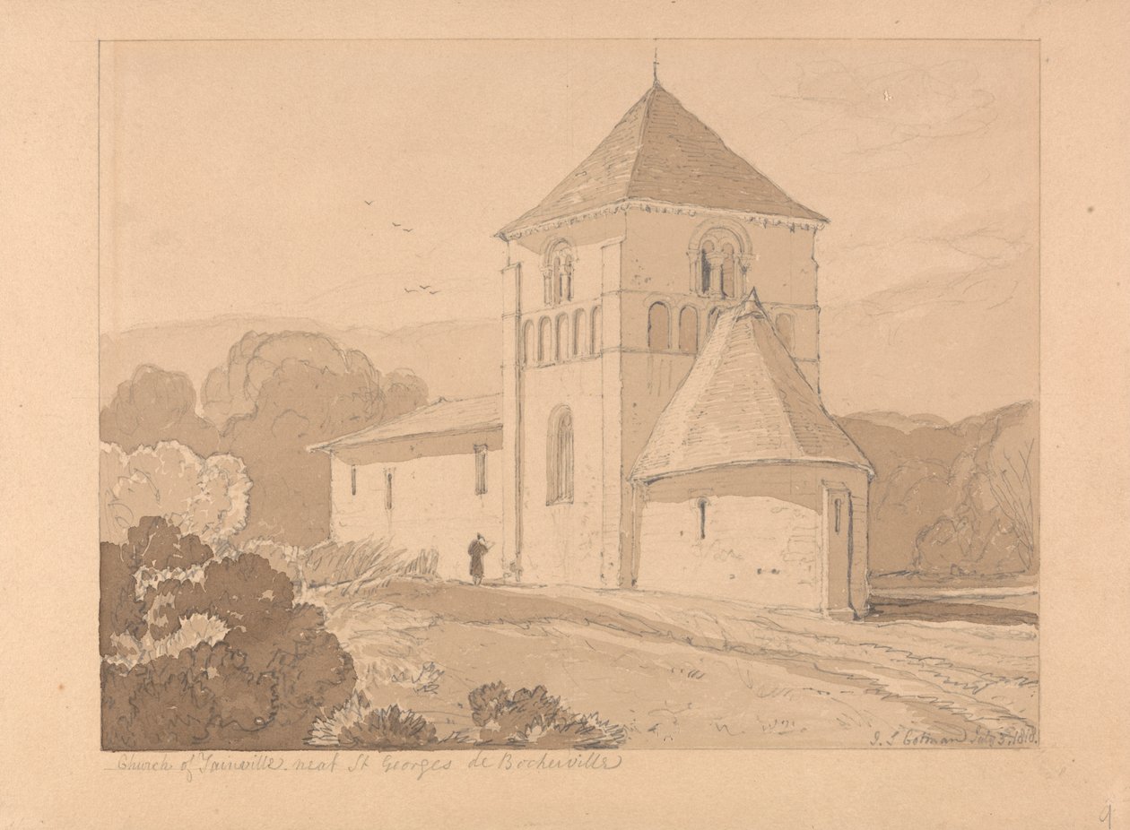 Kirche von Yainville, in der Nähe von Saint Georges de Bocherville, Normandie von John Sell Cotman