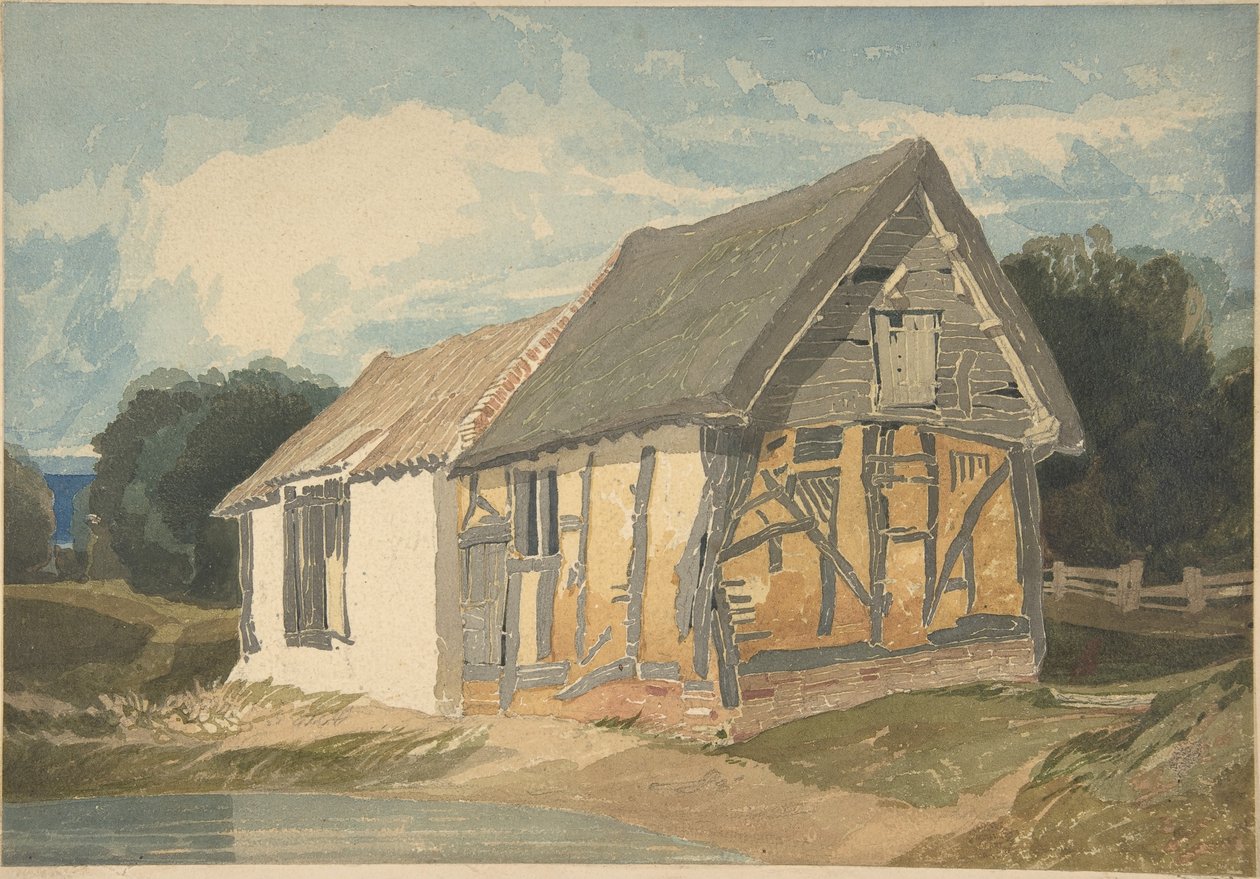 Bauernhofgebäude an einem Teich von John Sell Cotman