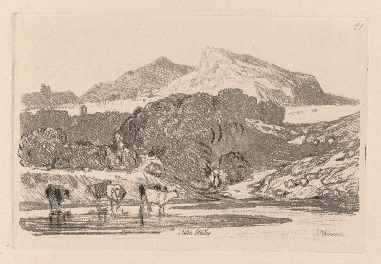 Liber Studiorum: Platte 21, Blick auf Nordwales, 1838 von John Sell Cotman