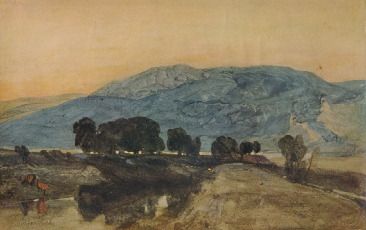 Felsige Landschaft, Sonnenuntergang von John Sell Cotman