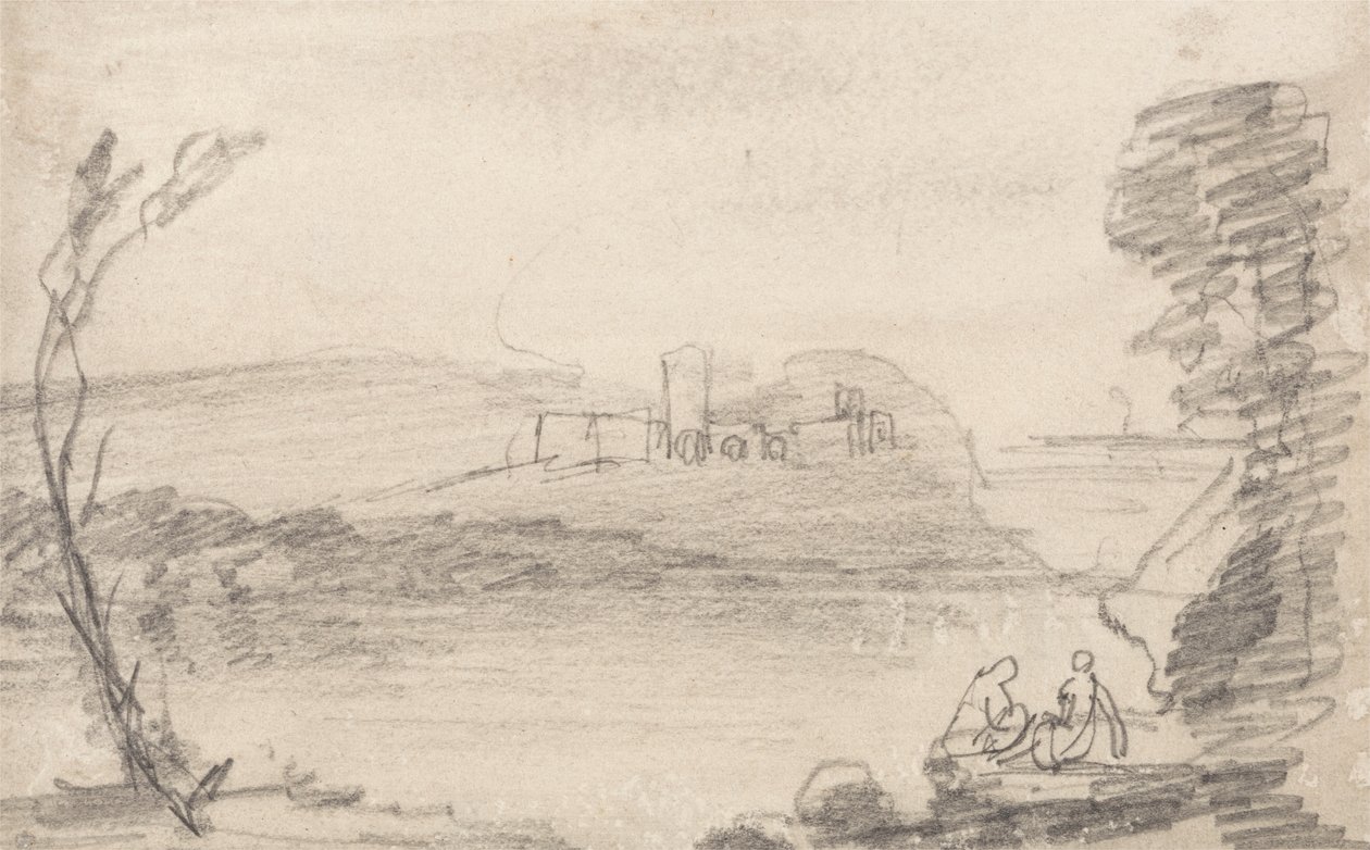 Ruine an einem See, im Stil von Richard Wilson von John Sell Cotman