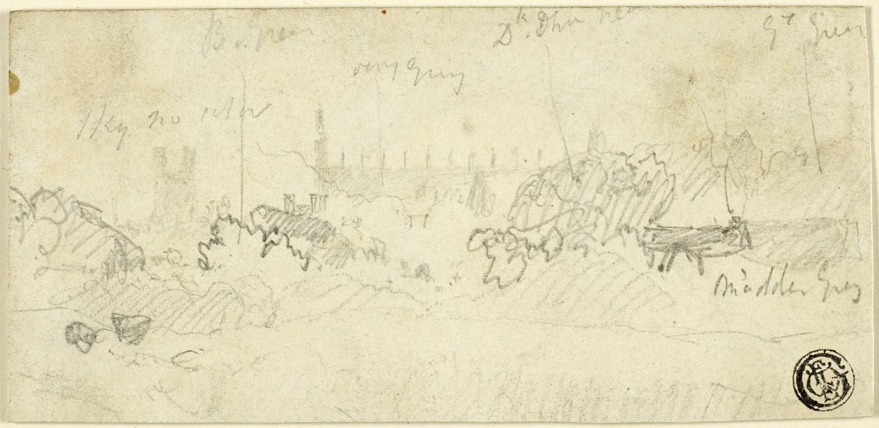 Skizze einer Landschaft mit Kathedrale von John Sell Cotman