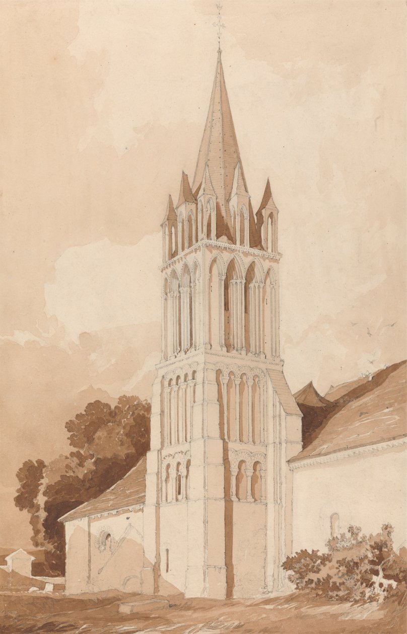 Südostansicht der Kirche von Ifs, bei Caen, Normandie von John Sell Cotman