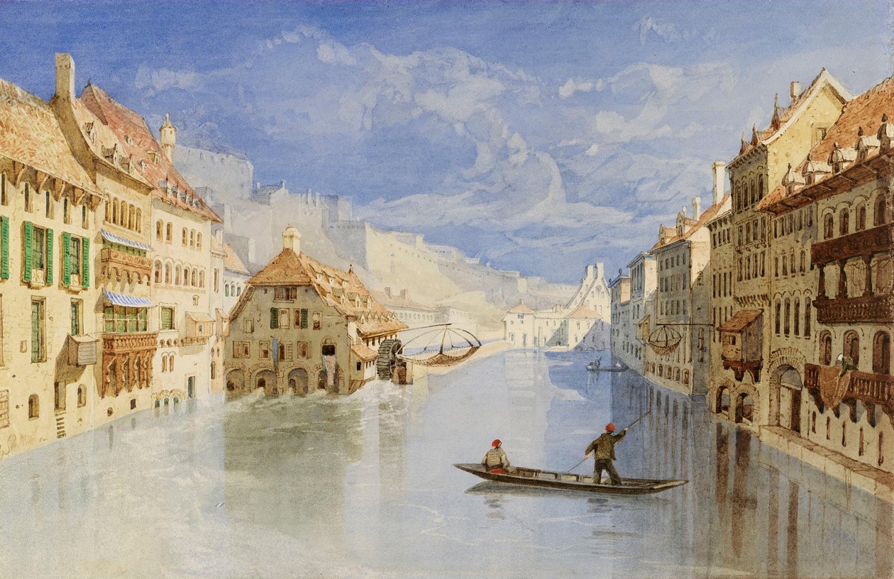 Die Zitadelle oberhalb von Namur, Belgien, vom Fluss Sambre aus von John Sell Cotman