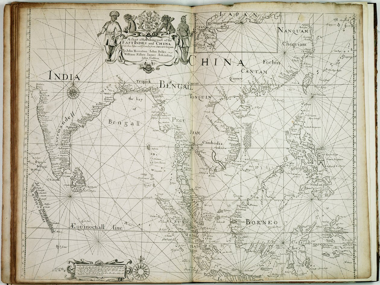 Eine Karte des Handelsgebiets der Ostindien und China, mit den angrenzenden Inseln, von Surrat bis Japan von John Seller