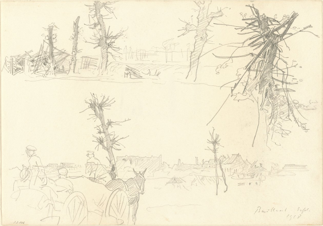 Soldaten in einer verwüsteten Landschaft (recto) von John Singer Sargent