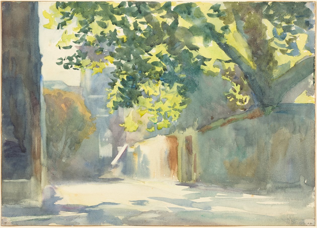 Sonnenbeschienene Wand unter einem Baum von John Singer Sargent
