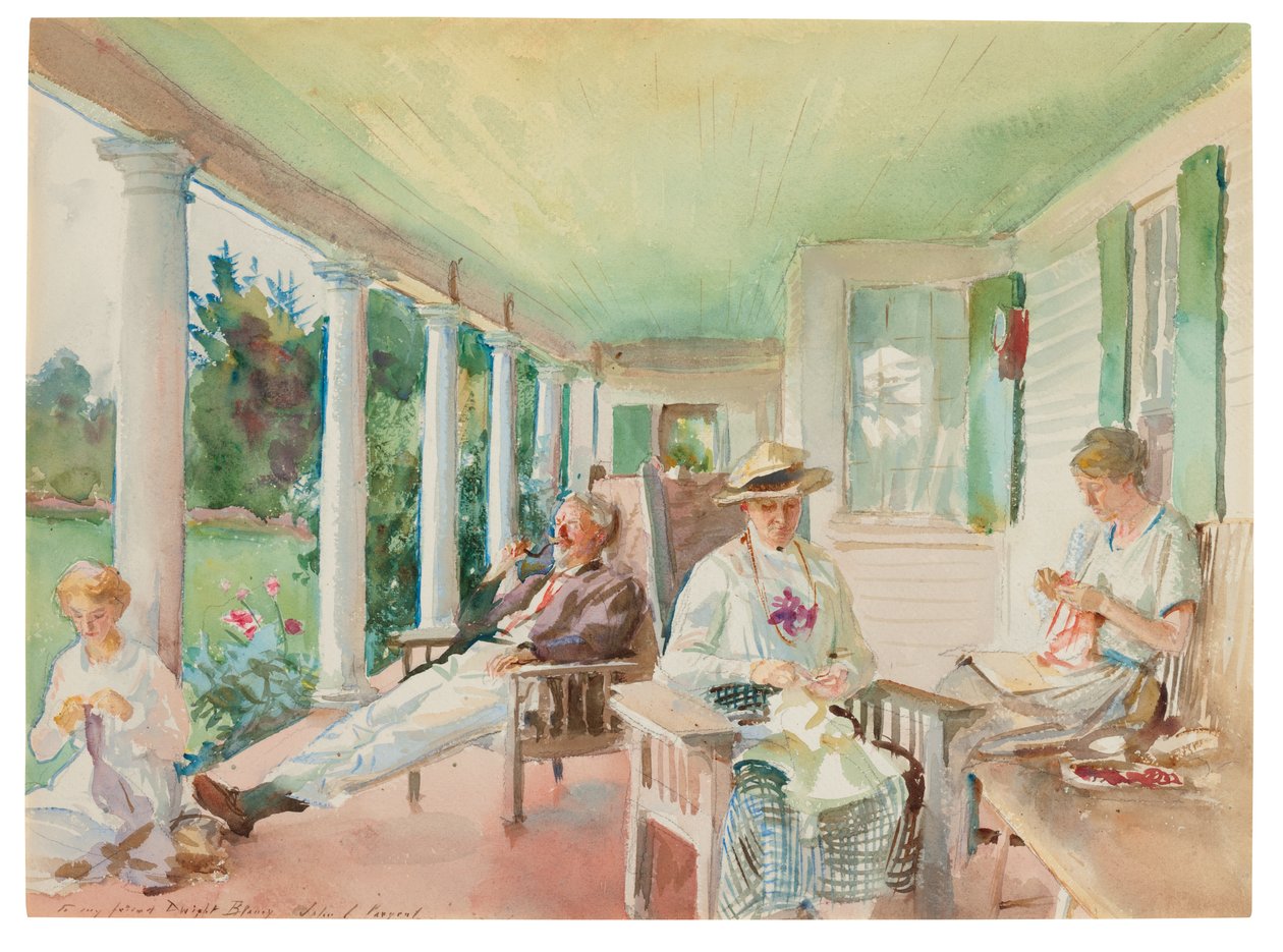 Die Piazza; Auf der Veranda, um 1921-22 von John Singer Sargent