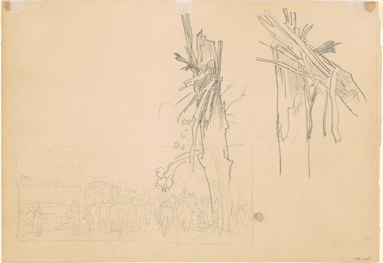 Zwei zerbrochene Bäume; und Studie für "Die Straße" [verso] von John Singer Sargent