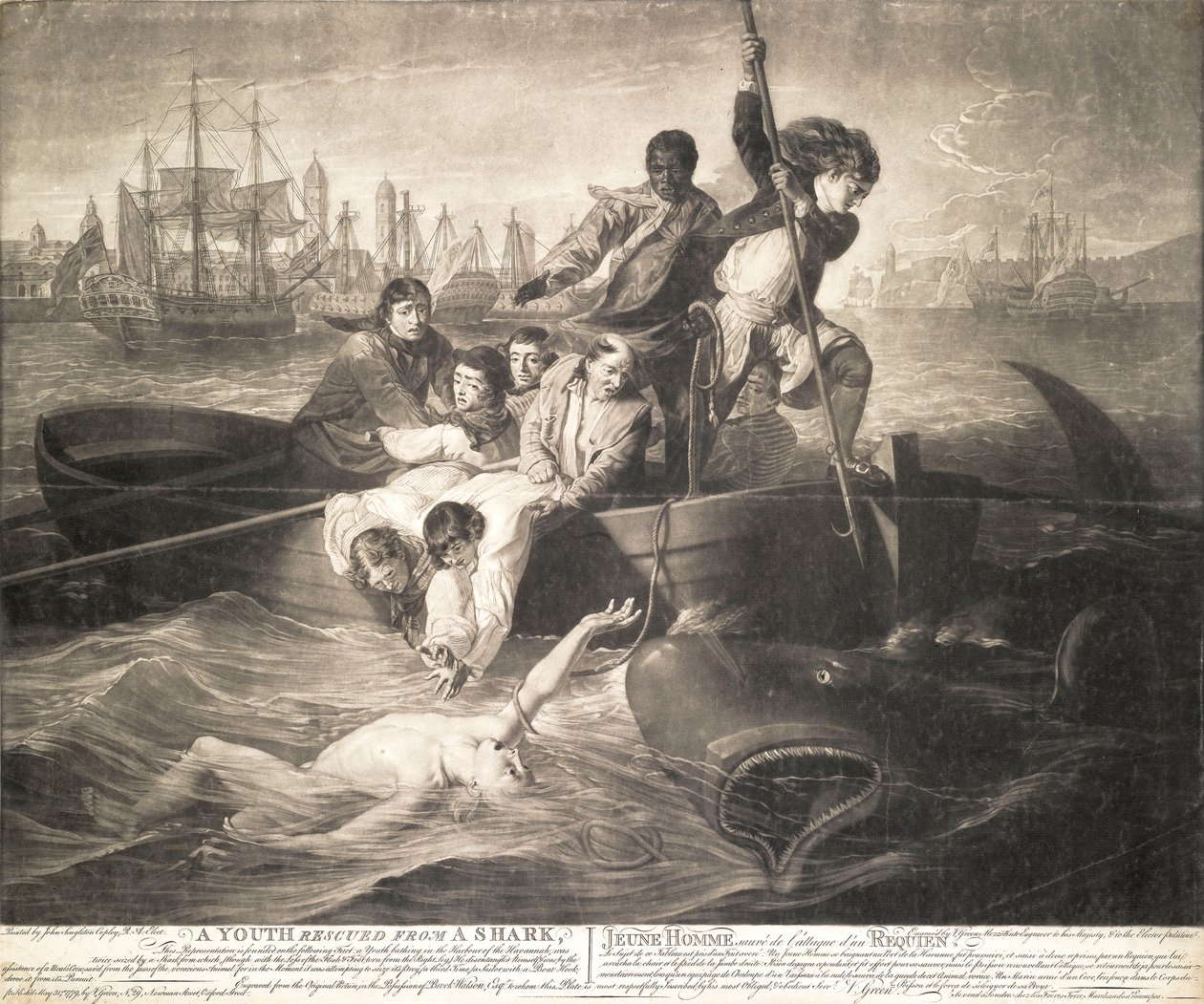 Ein Jugendlicher, der vor einem Hai gerettet wurde von John Singleton (after) Copley