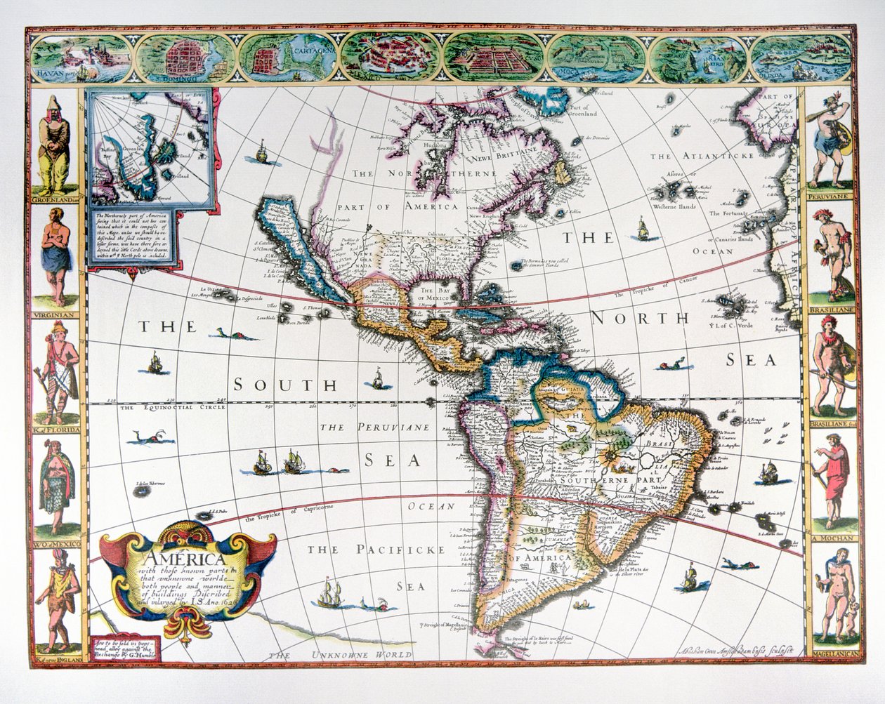 Karte der westlichen Hemisphäre im Jahr 1626 von John Speed