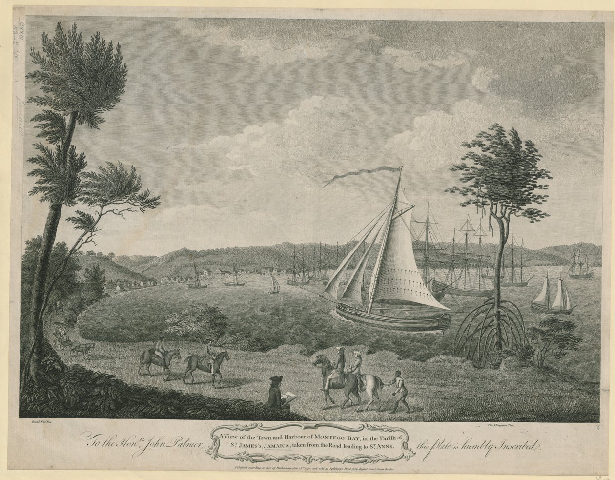 Blick auf die Stadt und den Hafen von Montego Bay in der Gemeinde St. James, Jamaika: von der Straße nach St. Ann