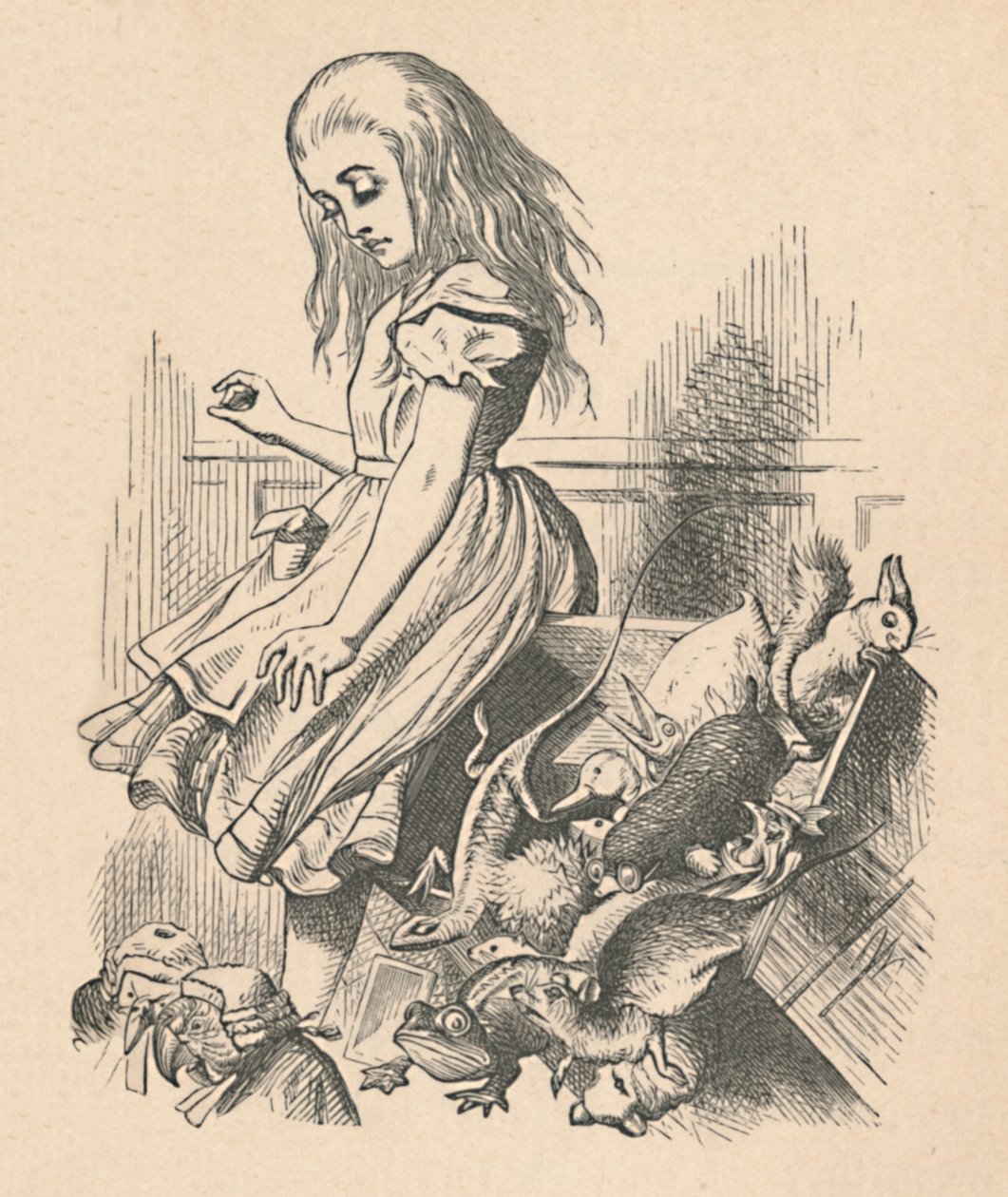 Alice und Tiere. Chaos und der Hof, 1889 von John Tenniel