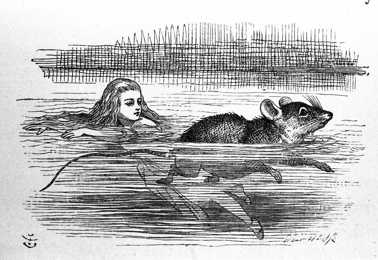Alice im Wunderland von Lewis Carroll (E. Dodgson). Illustration der Erstausgabe von Tenniel von John Tenniel