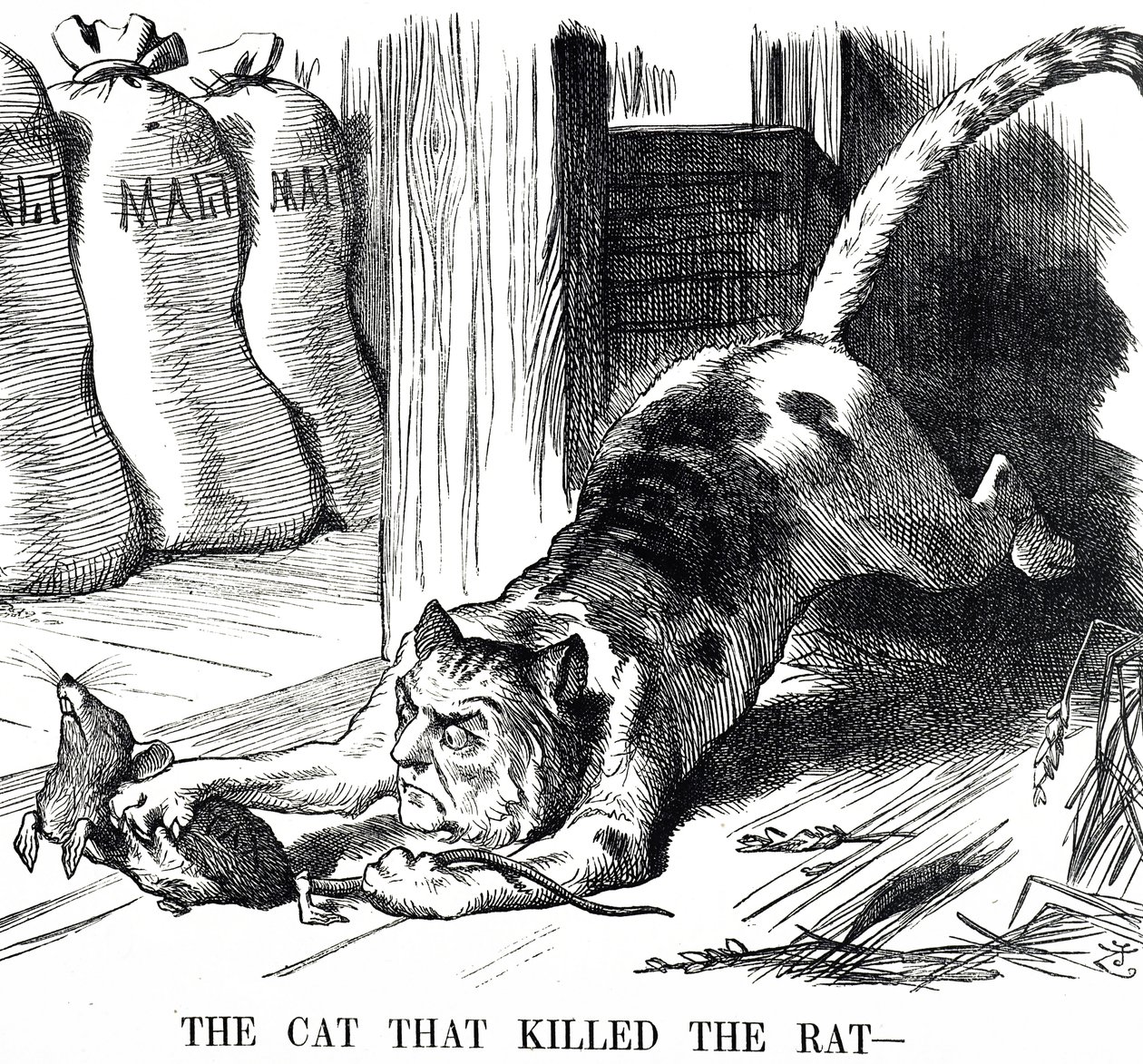 Karikatur, die die Abschaffung der Malzsteuer im Jahr 1880 kommentiert von John Tenniel