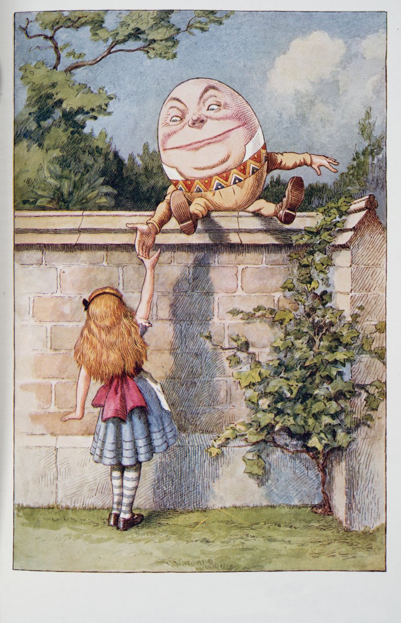 Humpty Dumpty, aus Alice im Wunderland und Durch den Spiegel und was Alice dort fand, von Lewis Carroll, veröffentlicht 1911 von John Tenniel