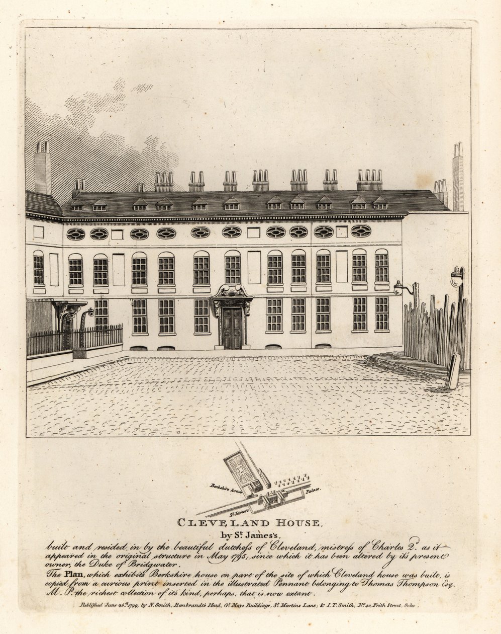 Cleveland House bei St James Palace, London von John Thomas Smith