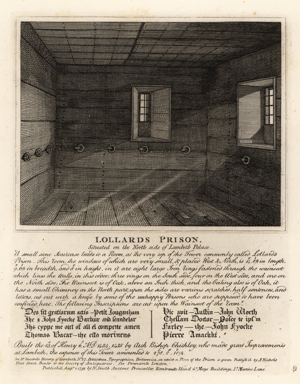 Lollards Gefängnis im Turm des Lambeth Palace von John Thomas Smith
