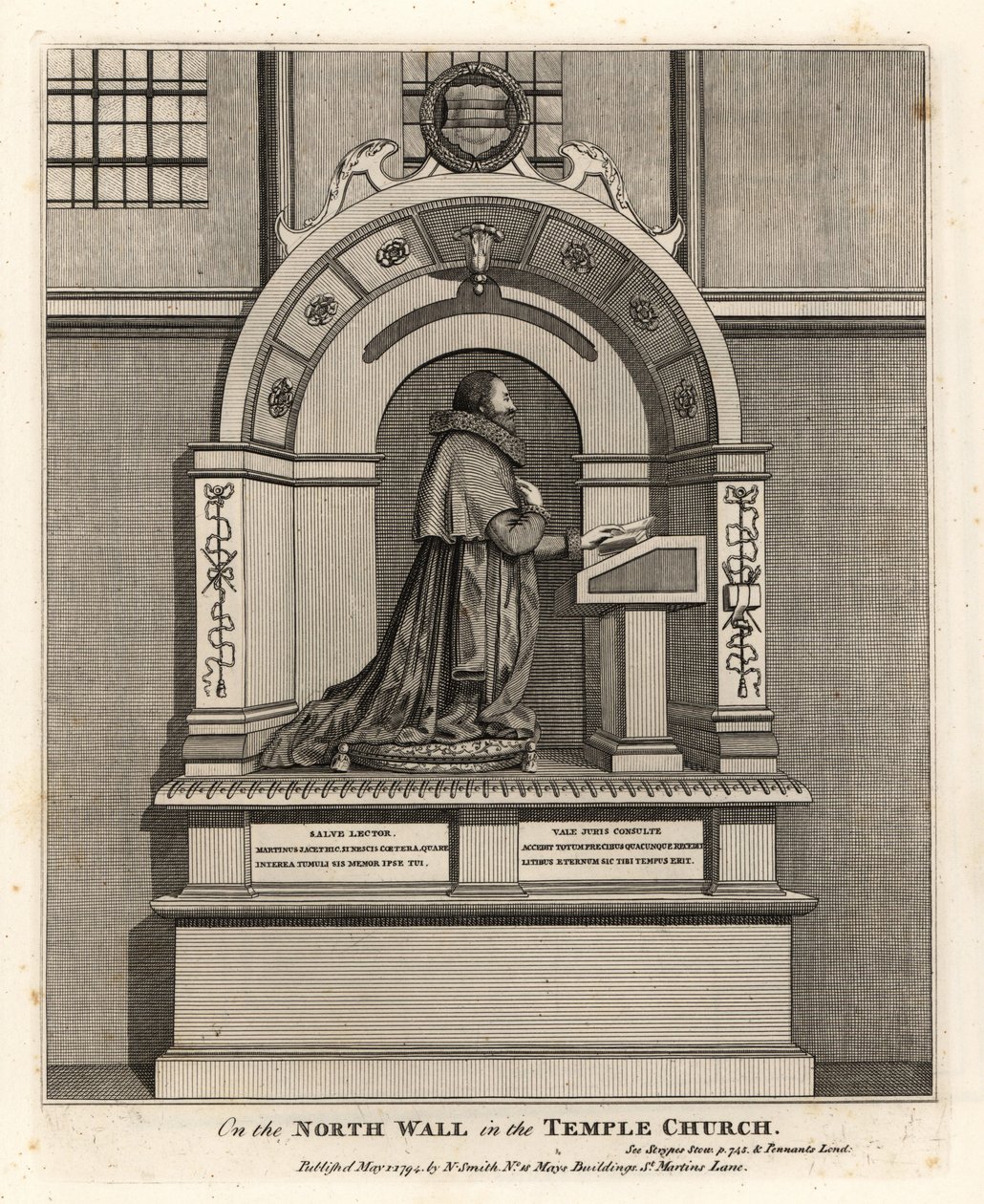 Denkmal für den Anwalt Richard Martin, Recorder von London (1570-1618), in der Temple Church von John Thomas Smith