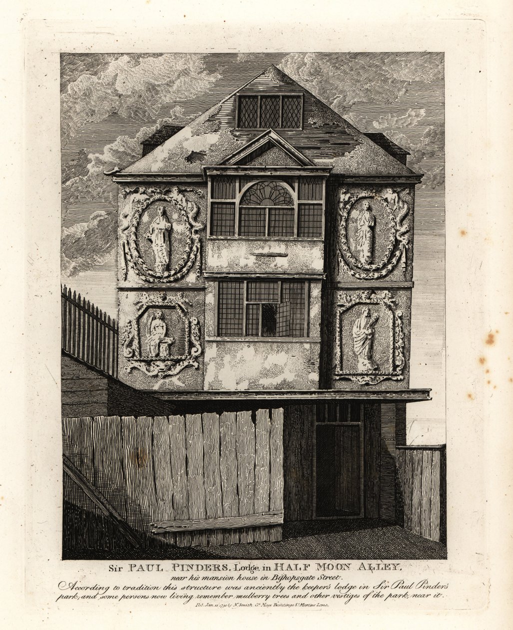 Sir Paul Pinders Lodge in Half Moon Alley von John Thomas Smith