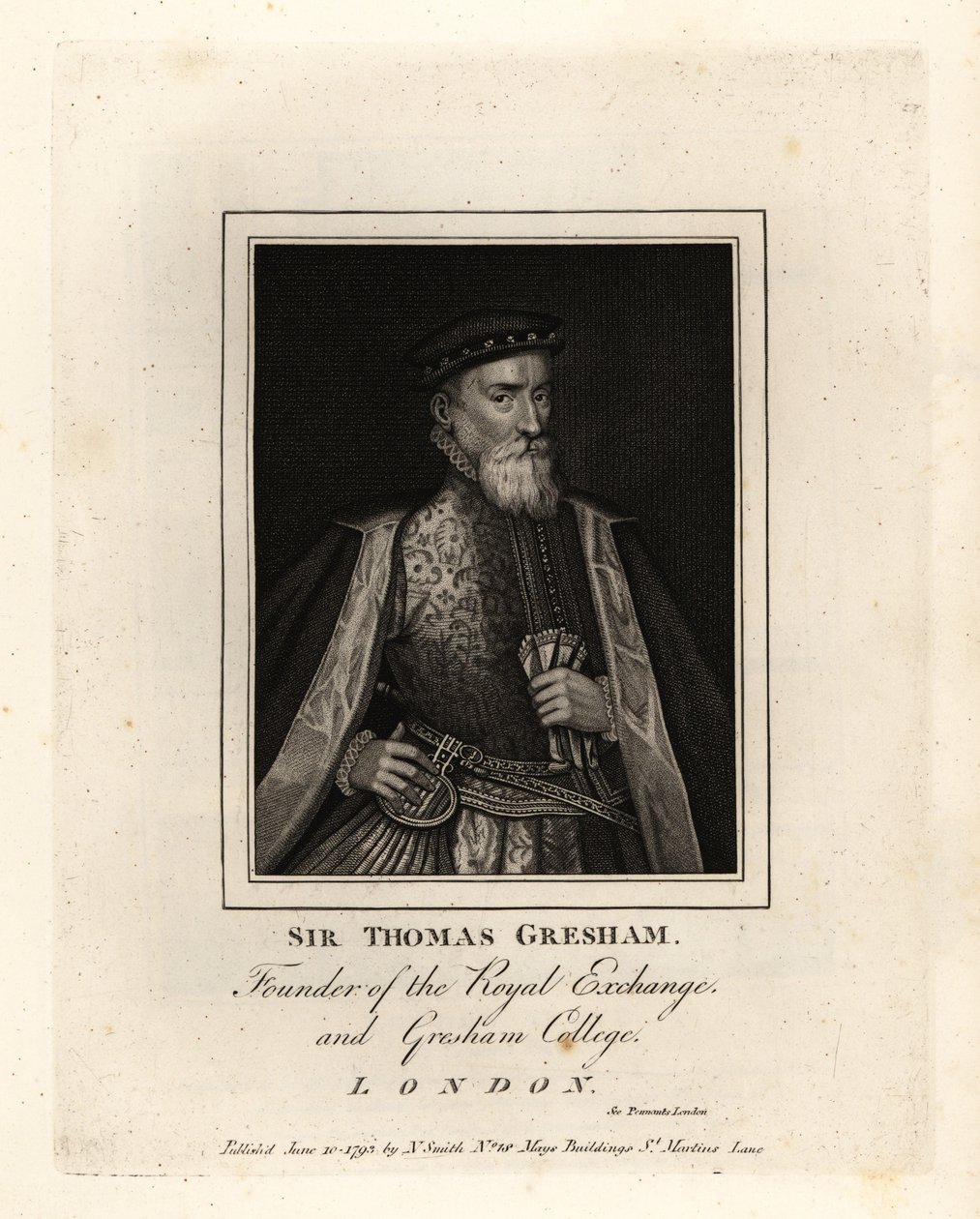 Sir Thomas Gresham, englischer Kaufmann und Finanzier, Gründer der Royal Exchange und des Gresham College von John Thomas Smith