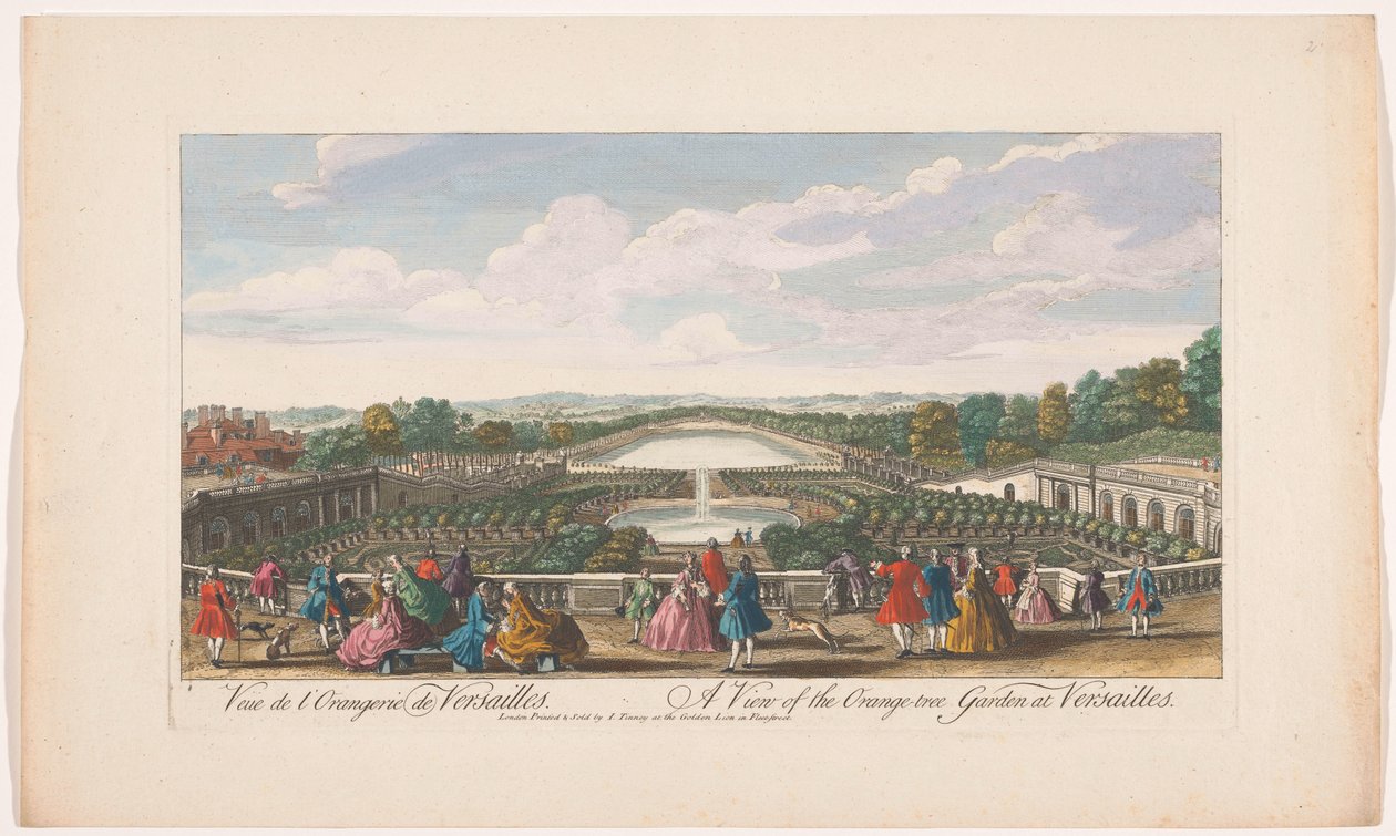 Ansicht der Orangenbäume vor der Orangerie des Schlosses von Versailles von John Tinney