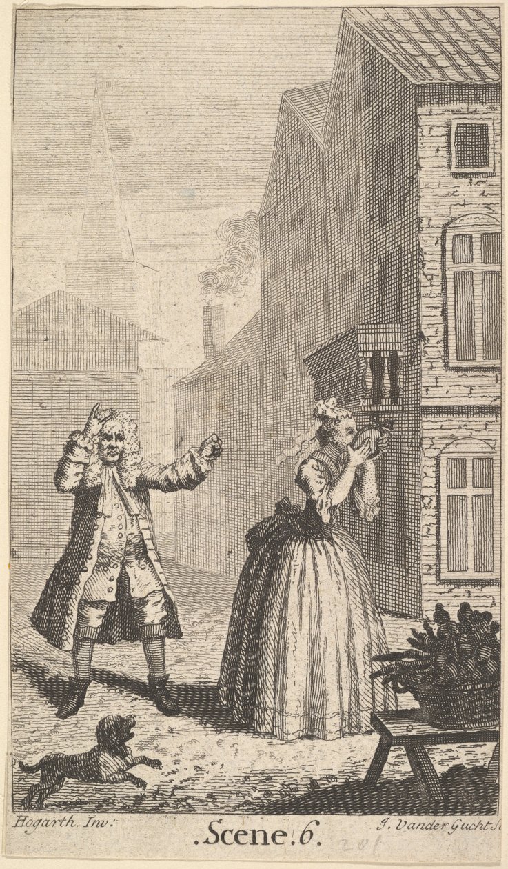 Frontispiz zu Molières Sganarelle, ou le Cocu Imaginaire, ca. 1732 von John Vandergucht