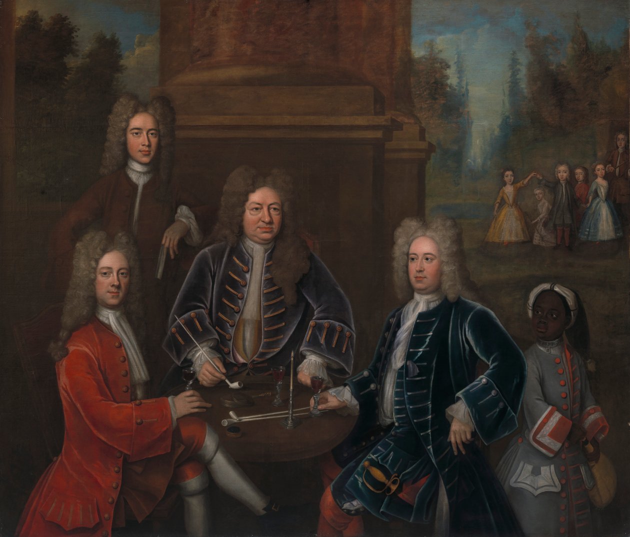 Elihu Yale mit Mitgliedern seiner Familie und einem versklavten Kind von John Verelst