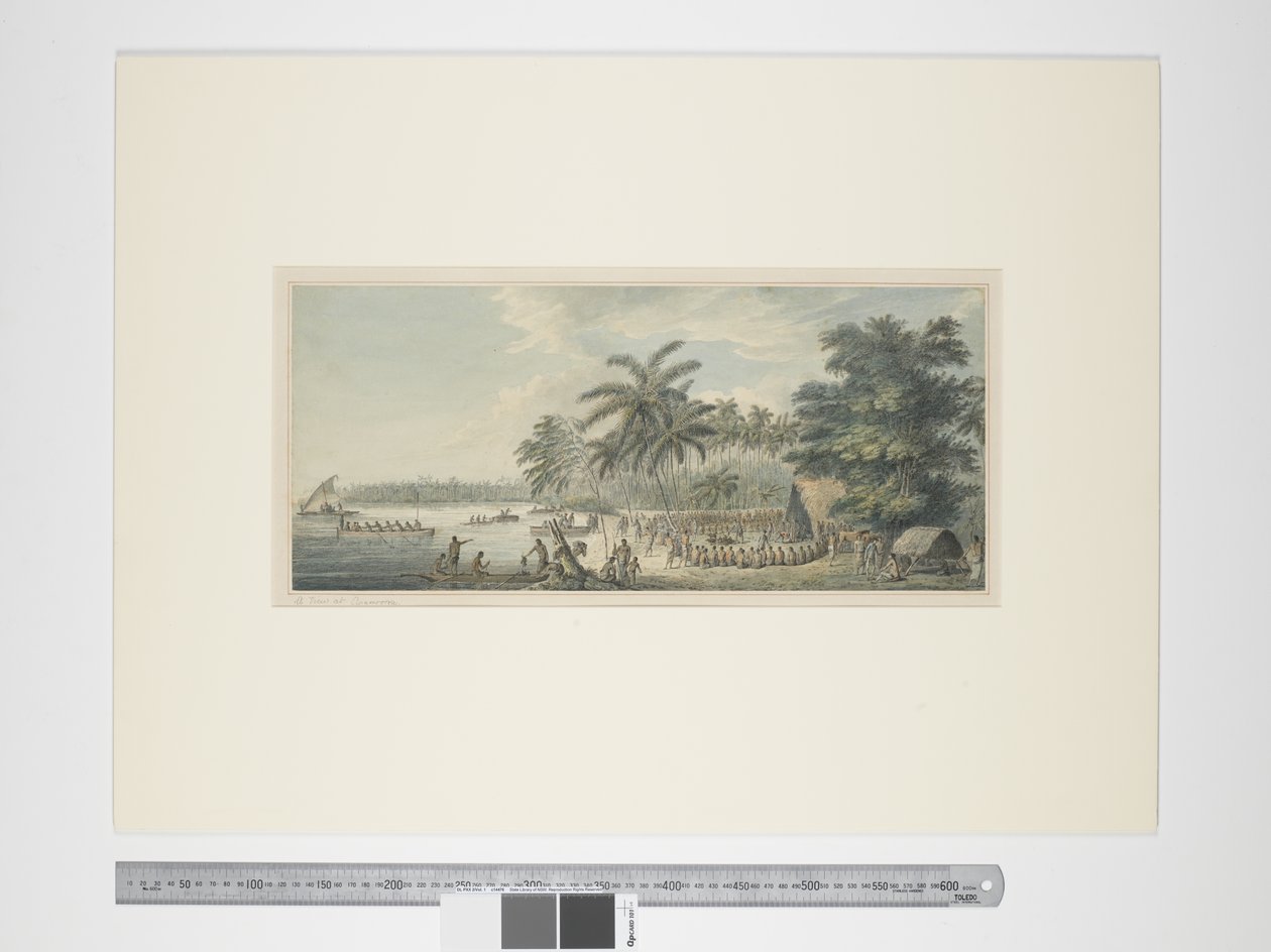F.3 Eine Ansicht in Anamooka, um 1773-84 (Aquarell & Druckstiche) von John Webber