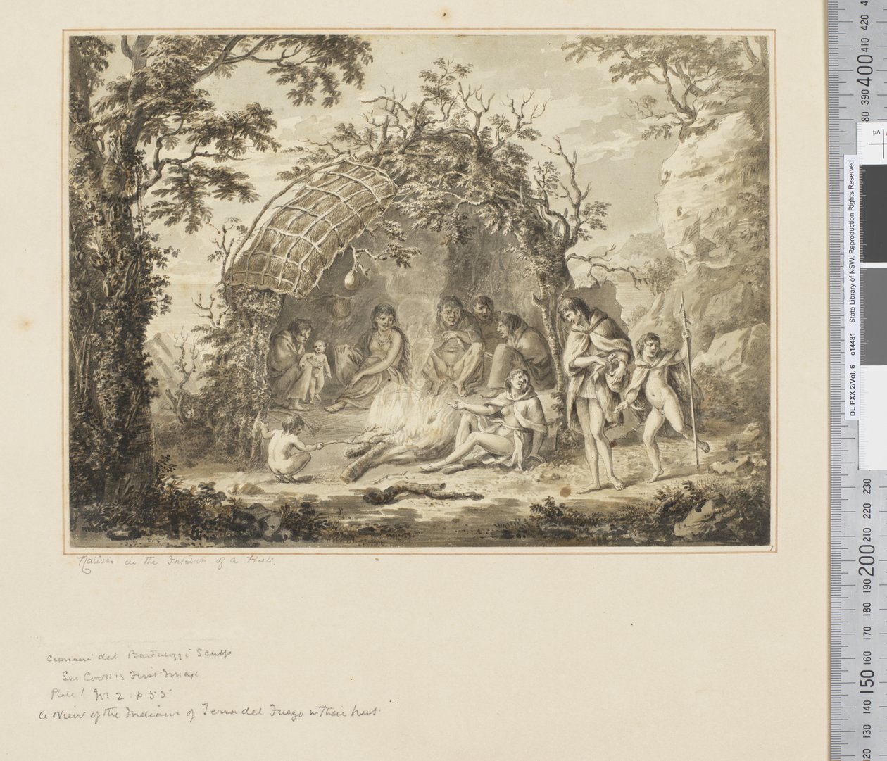 Einheimische im Inneren einer Hütte von John Webber