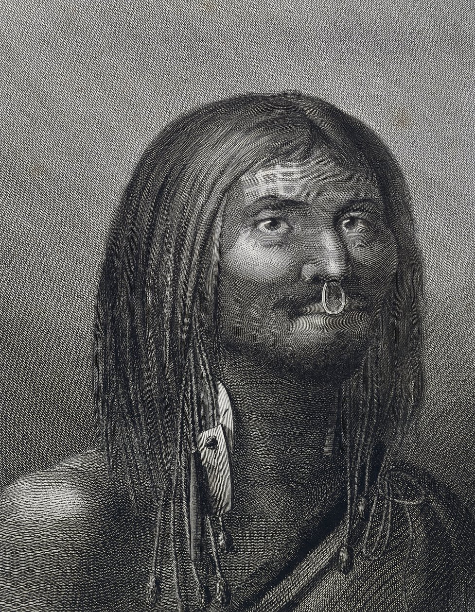 Polynesischer Mann aus Nootka Sound, Illustration von John Webber (1752-1793) während der dritten Reise (1776-1779) von James Cook (1728-1779) von John Webber