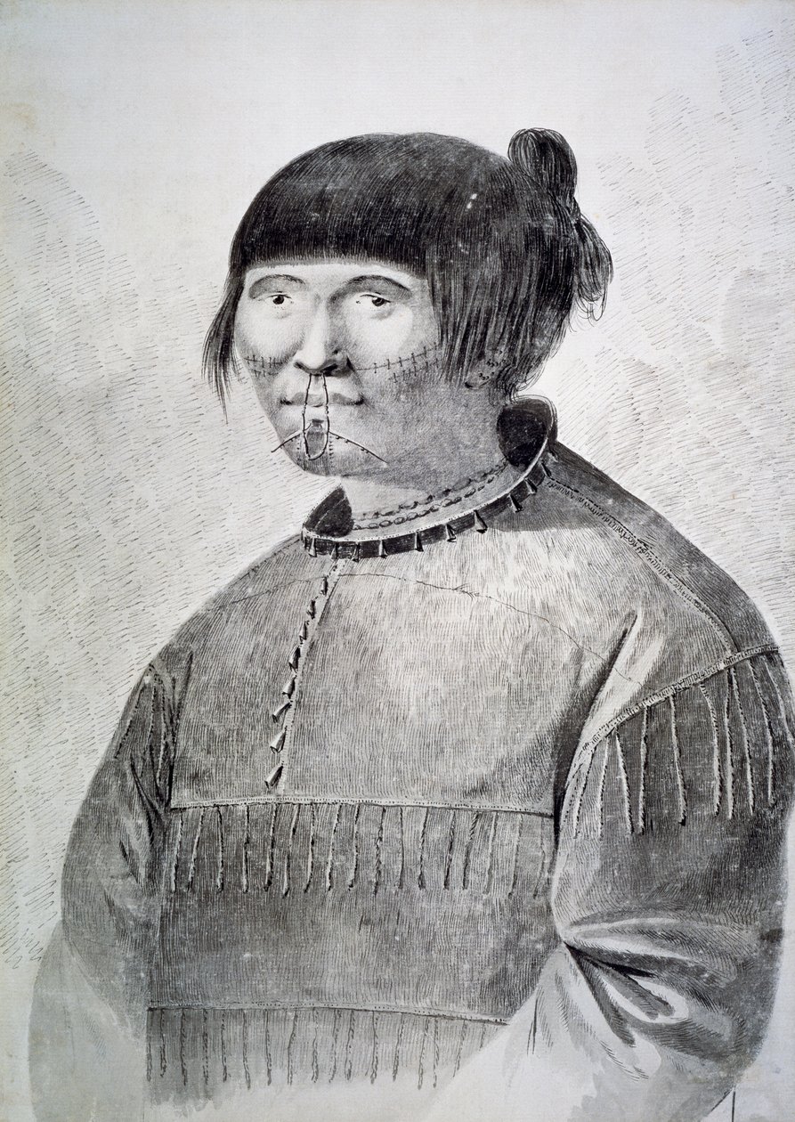 Porträt eines tätowierten Eingeborenen von der Insel Unalaska von John Webber