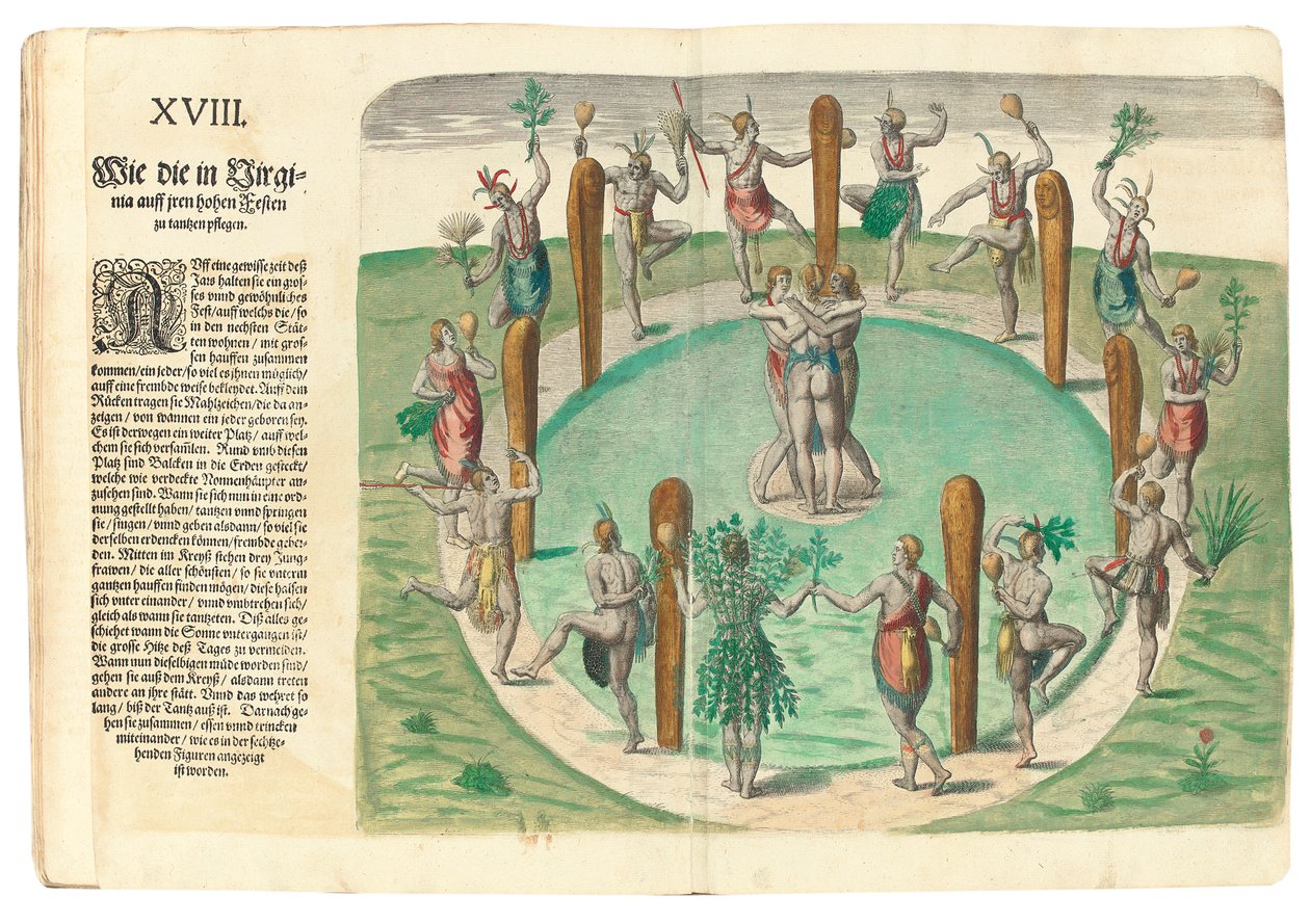 Tanzende Ureinwohner, 1590 von John White