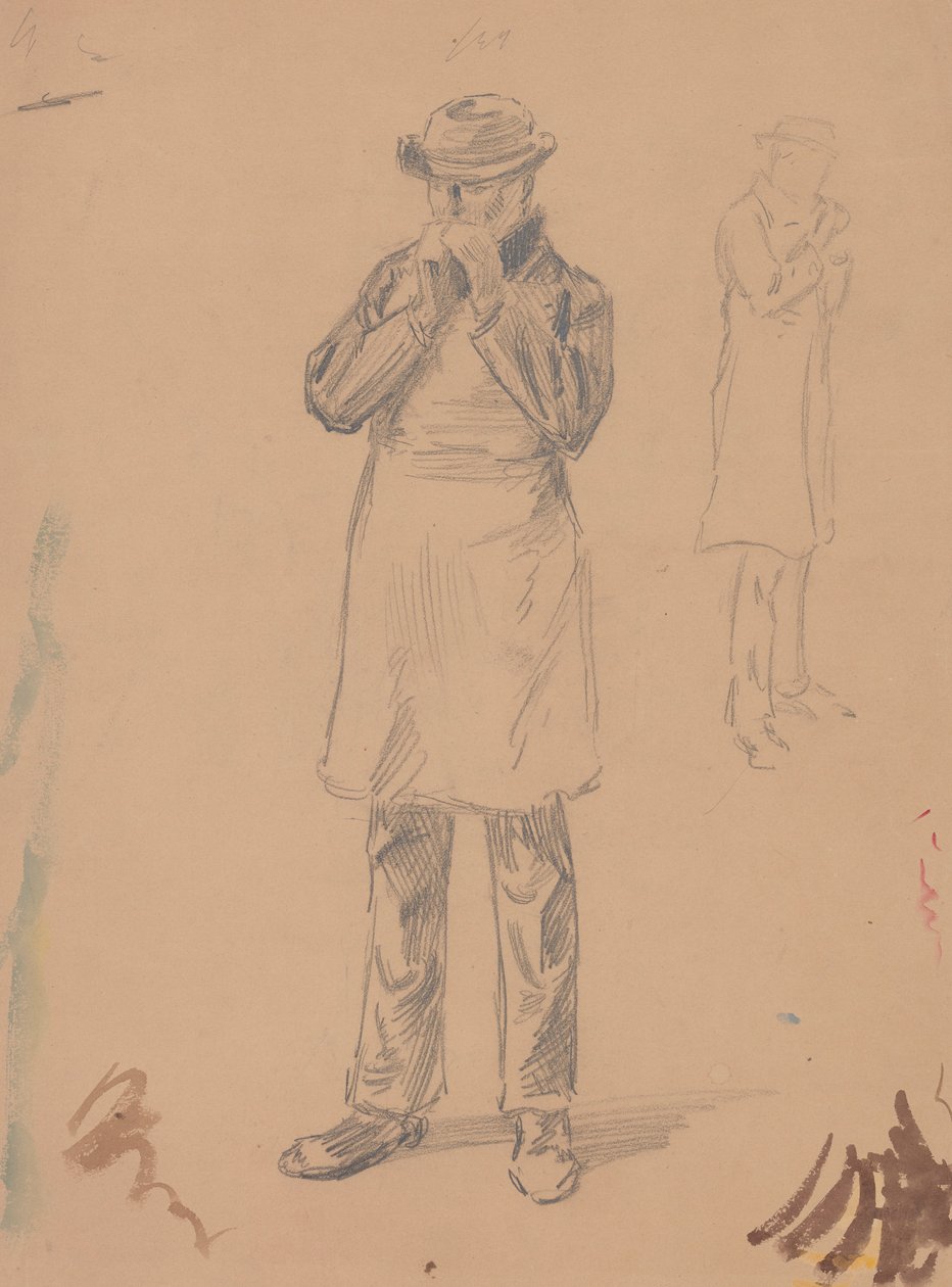 Karikatur von sich selbst und von E. A. Abbey (recto); Zwei Studien eines stehenden Mannes (verso) von John White Alexander