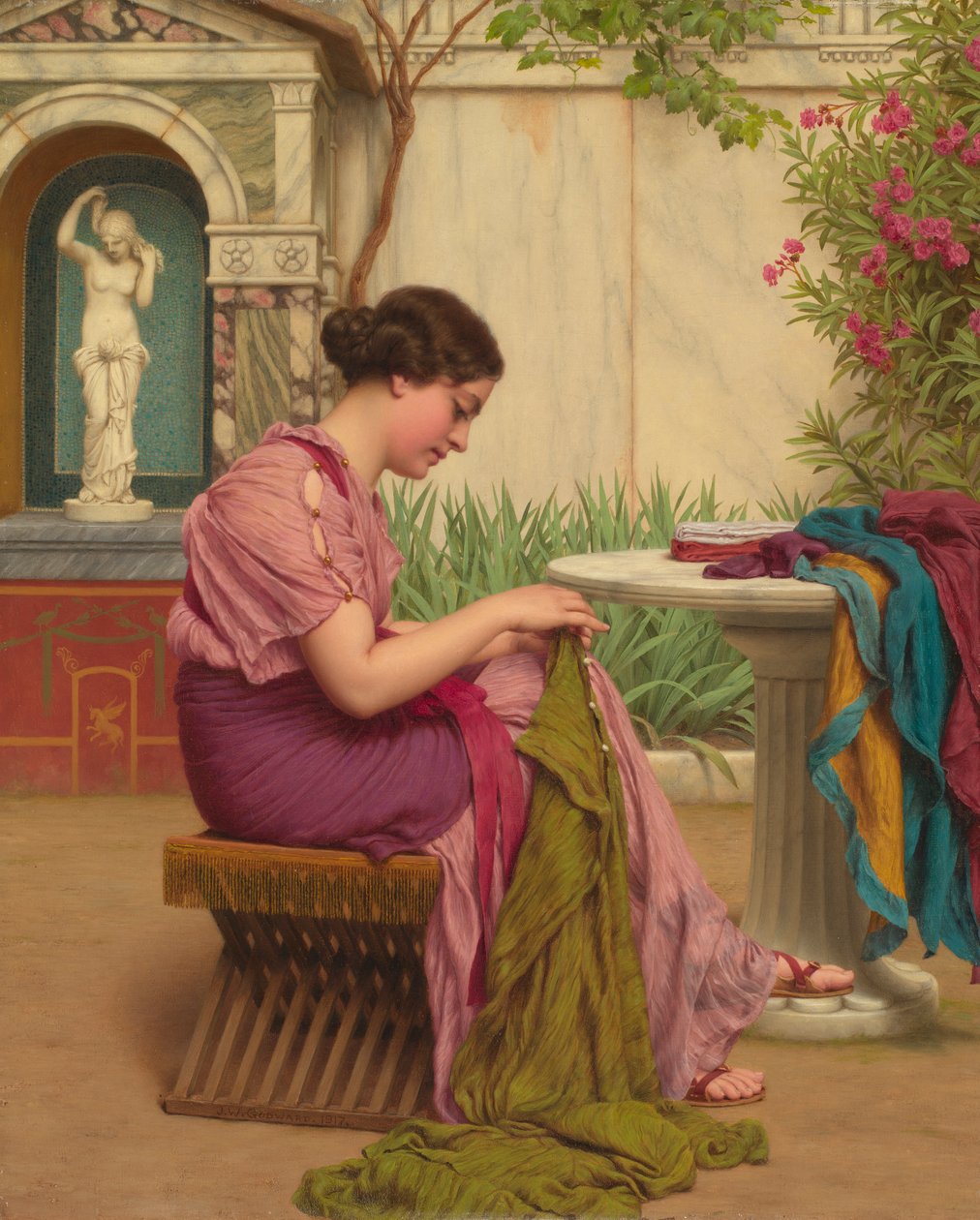 Ein Stich ist frei, oder Ein Stich in der Zeit, 1917 von John William Godward
